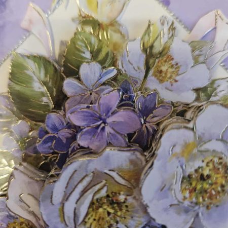 'What a beautiful way for love to bloom' lilac wedding card 15cm x 16cm