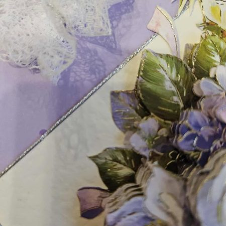 'What a beautiful way for love to bloom' lilac wedding card 15cm x 16cm
