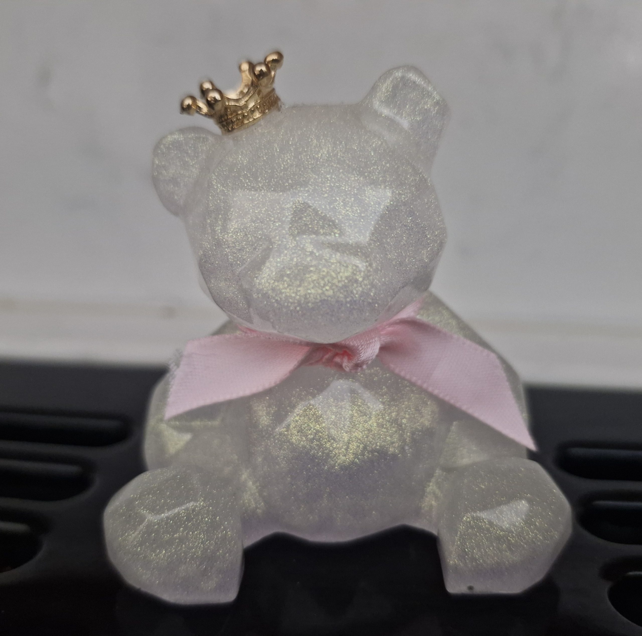 Pearlescent Sitting Resin Bear
