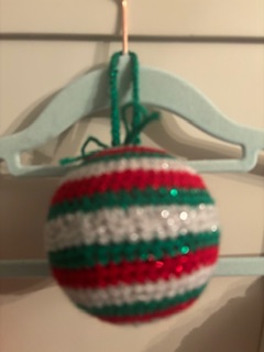Handmade Christmas Tree Decoration Trio. Robin, snowball and bauble