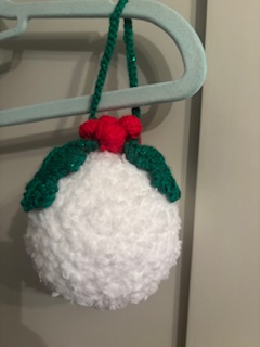 Handmade Christmas Tree Decoration Trio. Robin, snowball and bauble