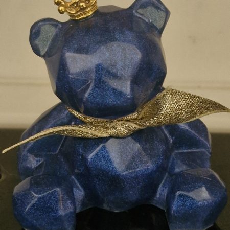 Shimmer Blue Sitting Resin Bear