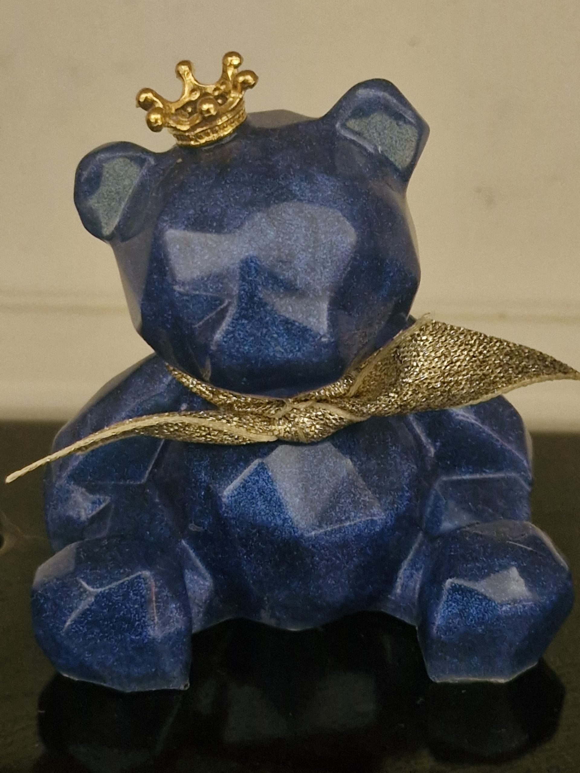 Shimmer Blue Sitting Resin Bear