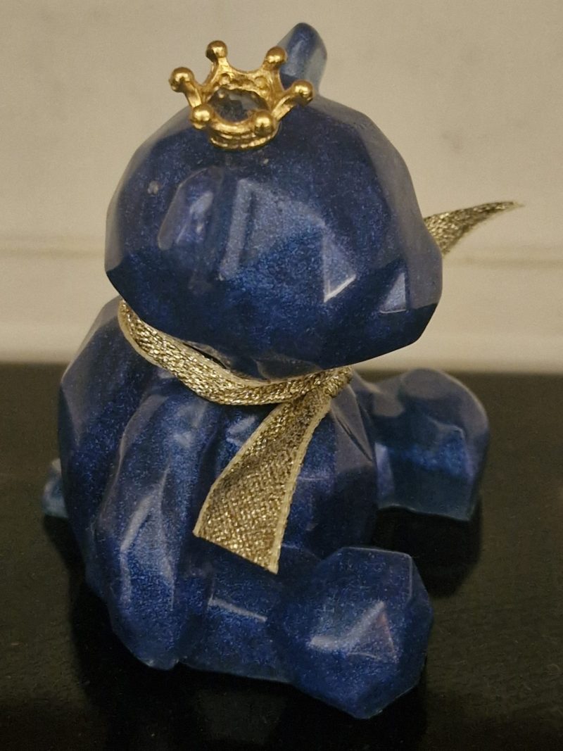 Shimmer Blue Sitting Resin Bear