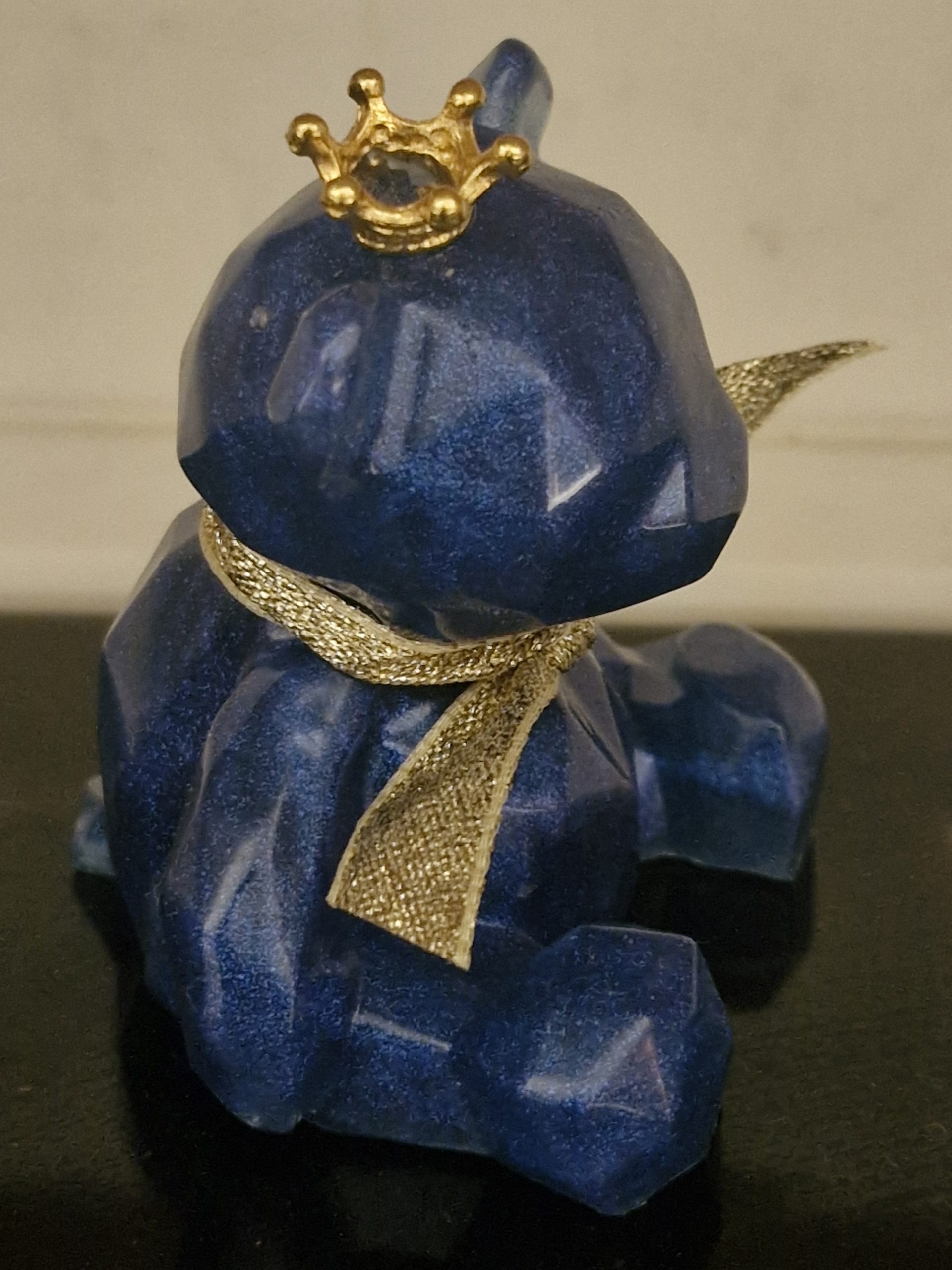 Shimmer Blue Sitting Resin Bear