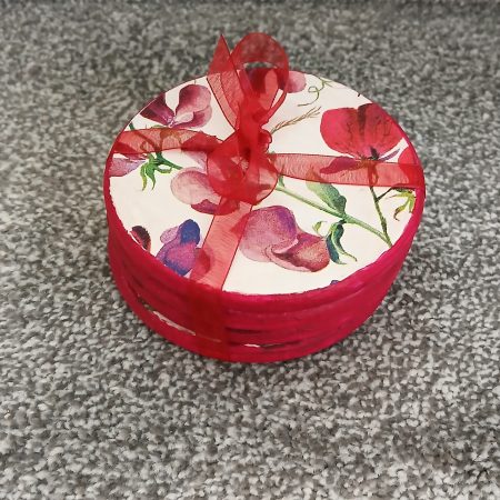 Sweetpea decoupaged wooden coasters set of 4