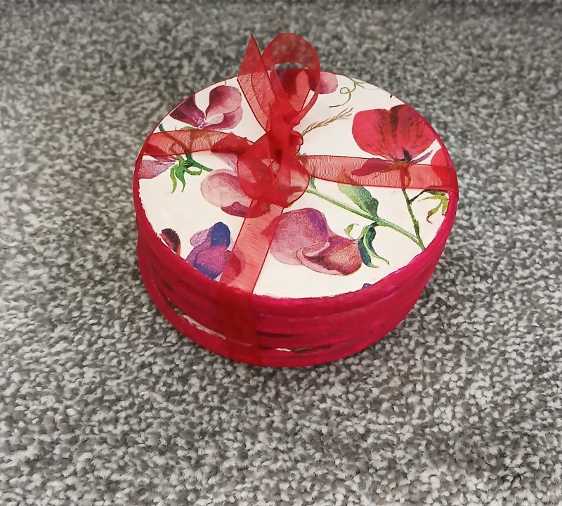 Sweetpea decoupaged wooden coasters set of 4