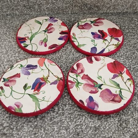 Sweetpea decoupaged wooden coasters set of 4