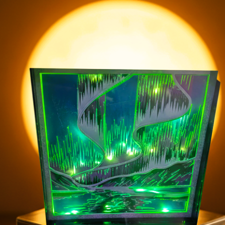 Wall art, Night Light Light Box Northern Lights, handmade to order, in choice of light colour