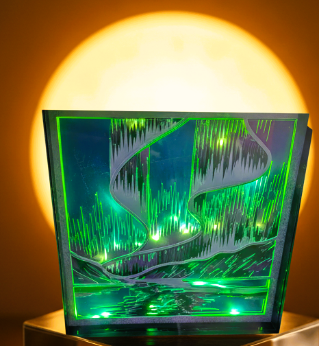 3D Northern Lights Nightlight, wall art, handmade to order, in choice of light colours