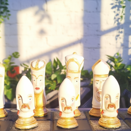 Chess Set Gothic Head handmade and Hand Painted