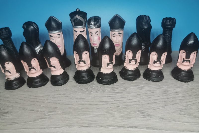 Chess Set Gothic Head handmade and Hand Painted