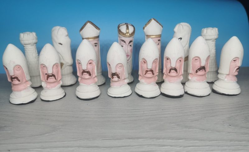 Chess Set Gothic Head handmade and Hand Painted