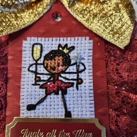 Red & gold celebration fairy christmas card 12.5cm x 12.5cm