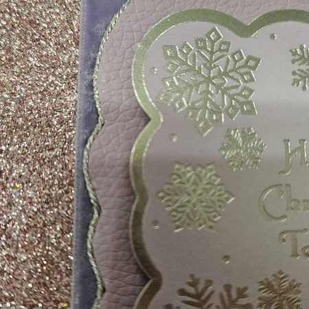 Lilac & pink glittery christmas card 12.5cm x 12.5cm