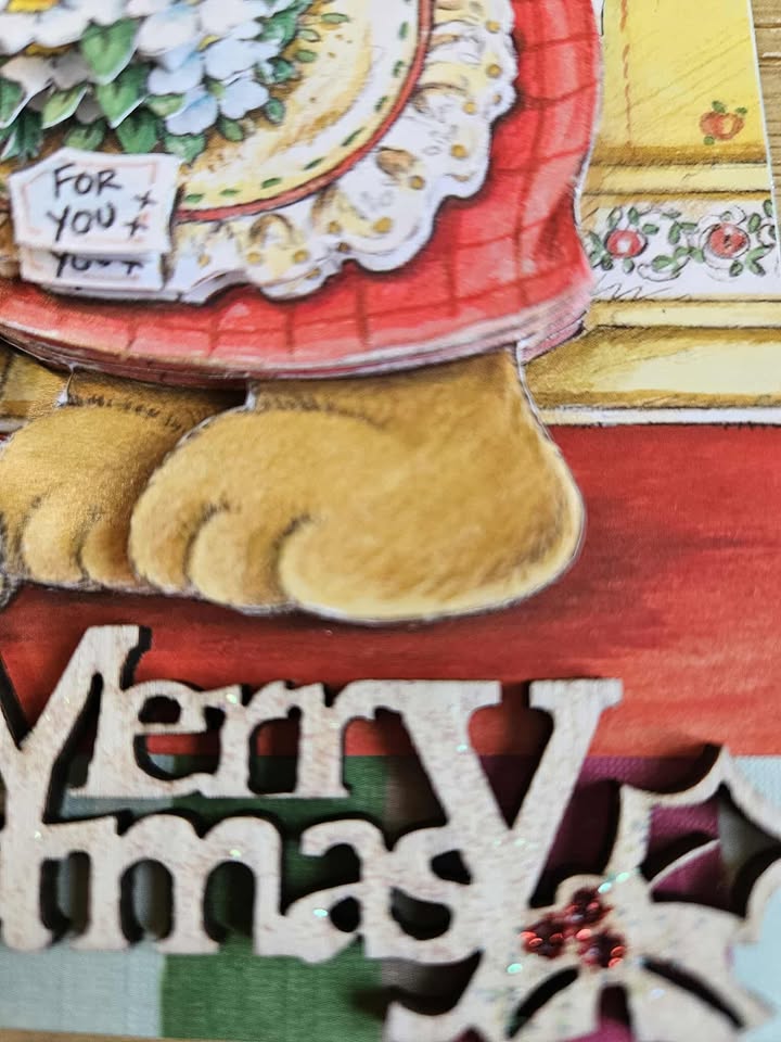 3D decoupage christmas bears card 10cm x 18cm
