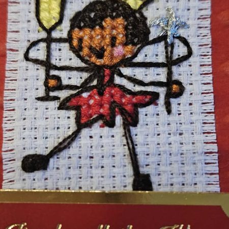 Red & gold celebration fairy christmas card 12.5cm x 12.5cm