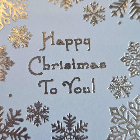 Blue & silver christmas card with ribbon & lace 10cm x 18cm
