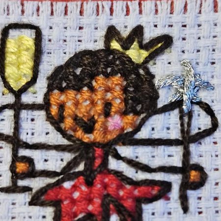 Red & gold celebration fairy christmas card 12.5cm x 12.5cm