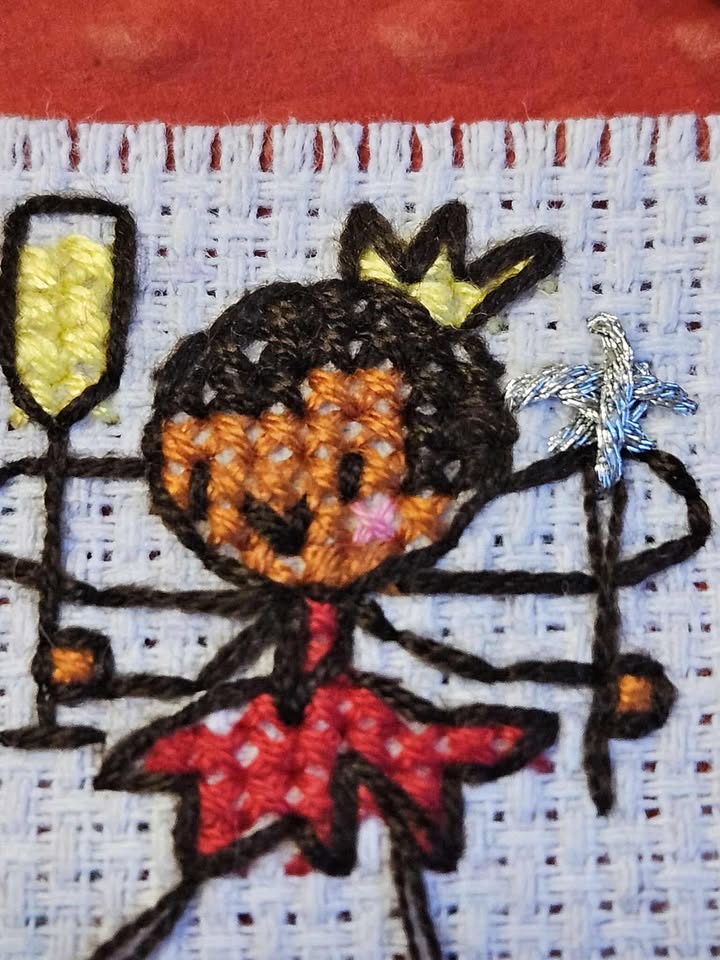 Red & gold celebration fairy christmas card 12.5cm x 12.5cm