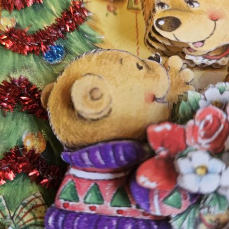 3D decoupage christmas bears card 10cm x 18cm