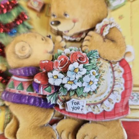 3D decoupage christmas bears card 10cm x 18cm