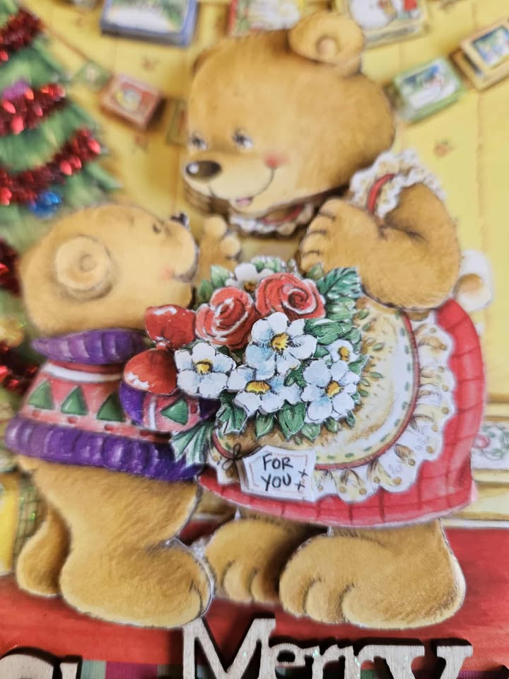 3D decoupage christmas bears card 10cm x 18cm
