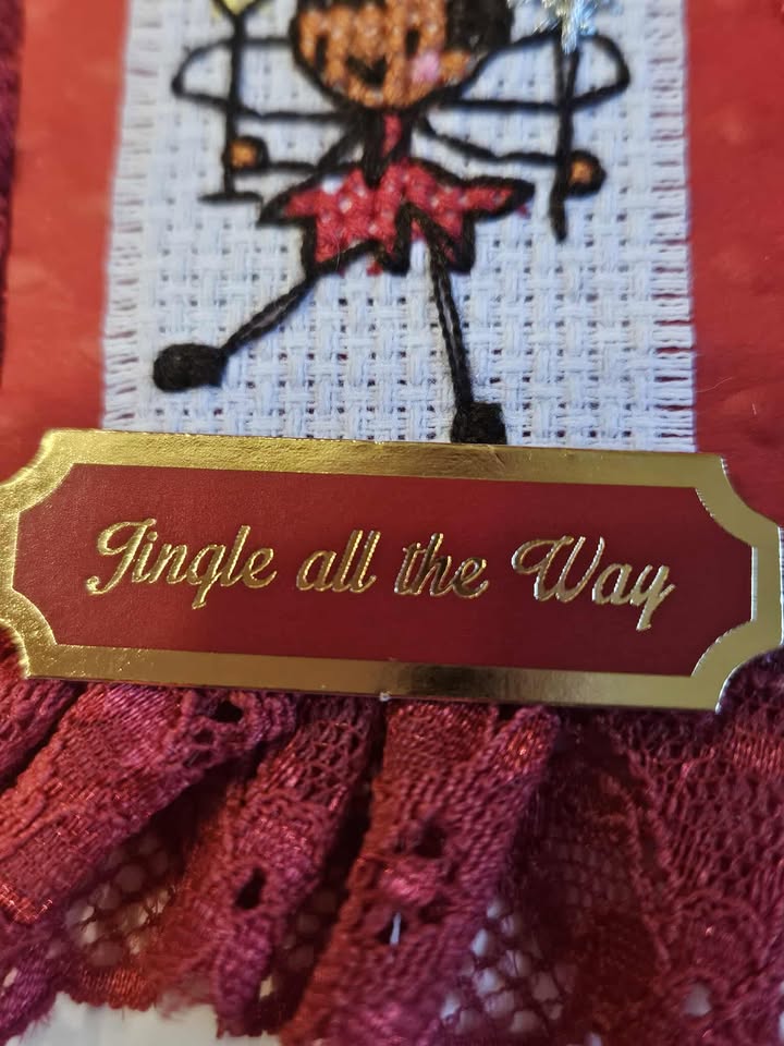 Red & gold celebration fairy christmas card 12.5cm x 12.5cm