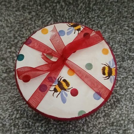 Polka Dot and Bumble Bee decoupaged wooden coasters set of 4