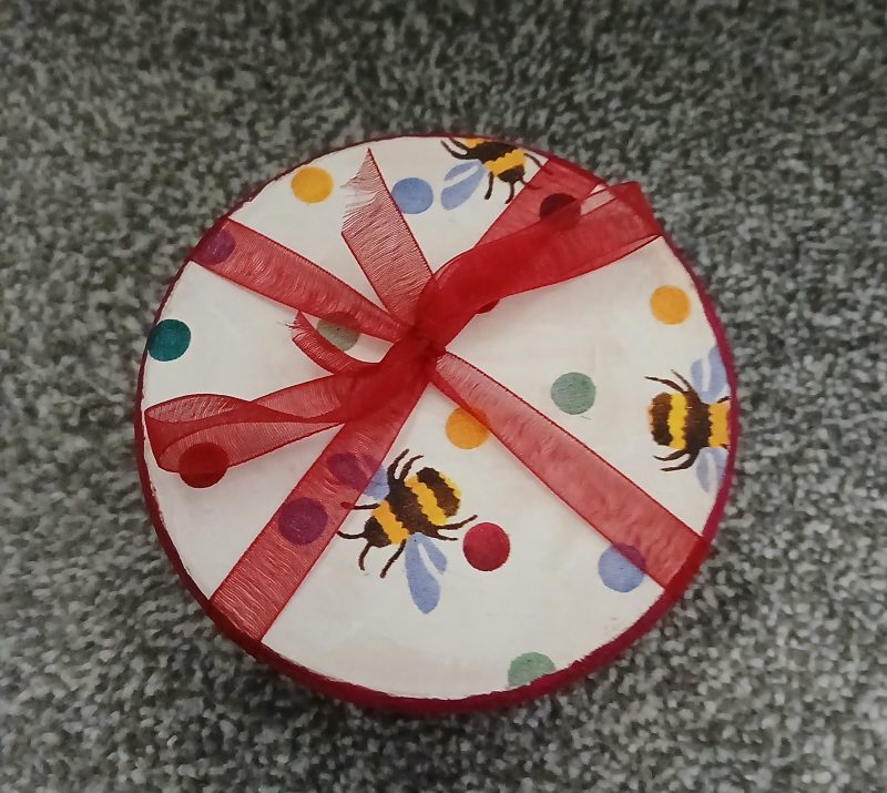 Polka Dot and Bumble Bee decoupaged wooden coasters set of 4