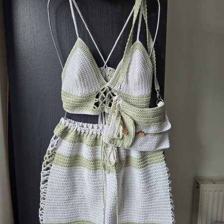 top skirt hair band ,dresses and small bag set