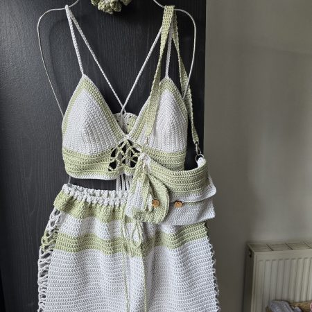 top skirt hair band ,dresses and small bag set