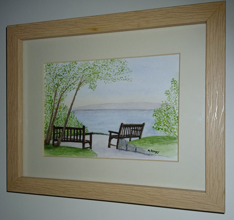 Relaxing View from Glen Gardens, Filey. Original watercolour painting16x12" pine frame