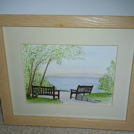 Relaxing View from Glen Gardens, Filey. Original watercolour painting16x12" pine frame
