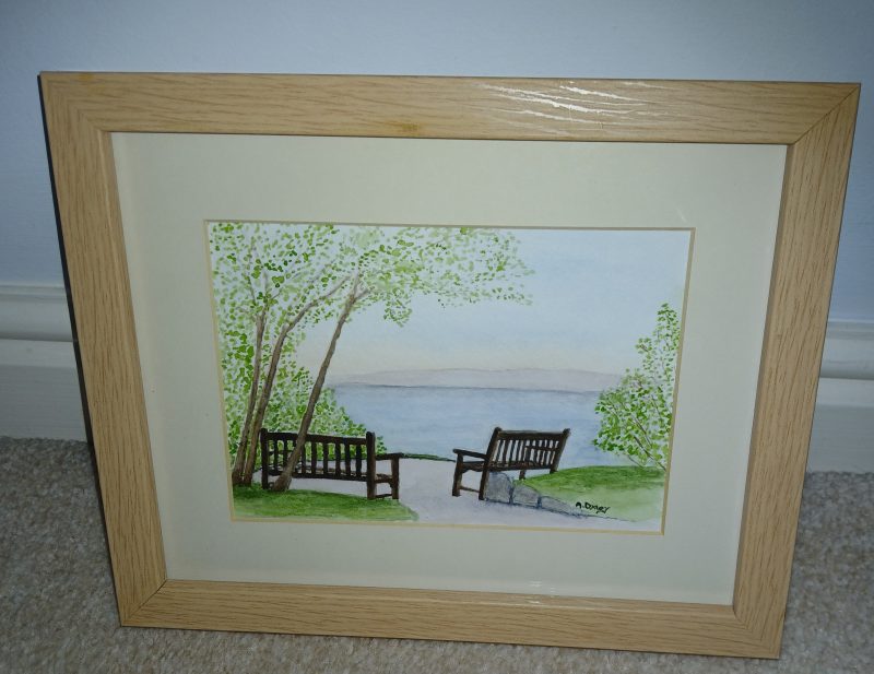 Relaxing View from Glen Gardens, Filey. Original watercolour painting16x12" pine frame