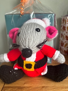 Christmas Mouse Hand Knitted Toy Handmade