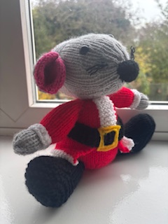 Christmas Mouse Hand Knitted Toy Handmade