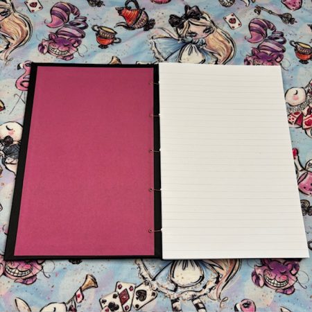 A5 Coptic stitch black and pink notebook | Lined paper | 48 pages | Strange & Unusual design