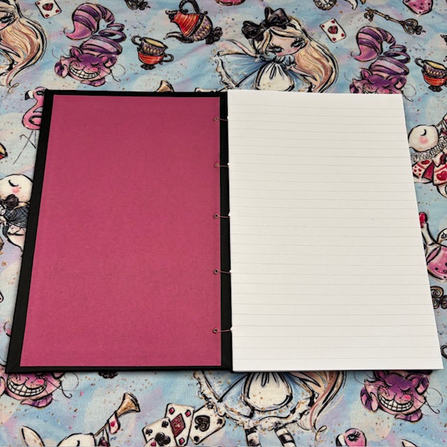 A5 Coptic stitch black and pink notebook | Lined paper | 48 pages | Strange & Unusual design