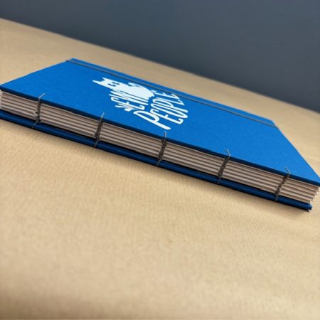 A5 Coptic stitch blue sketchbook | 48 pages | Ew people design | Elastic closure