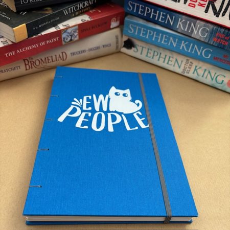 A5 Coptic stitch blue sketchbook | 48 pages | Ew people design | Elastic closure