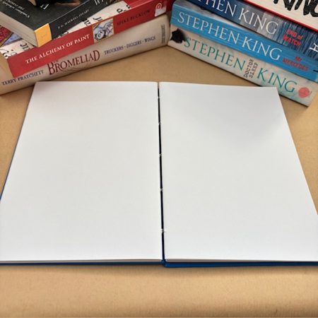 A5 Coptic stitch blue sketchbook | 48 pages | Ew people design | Elastic closure
