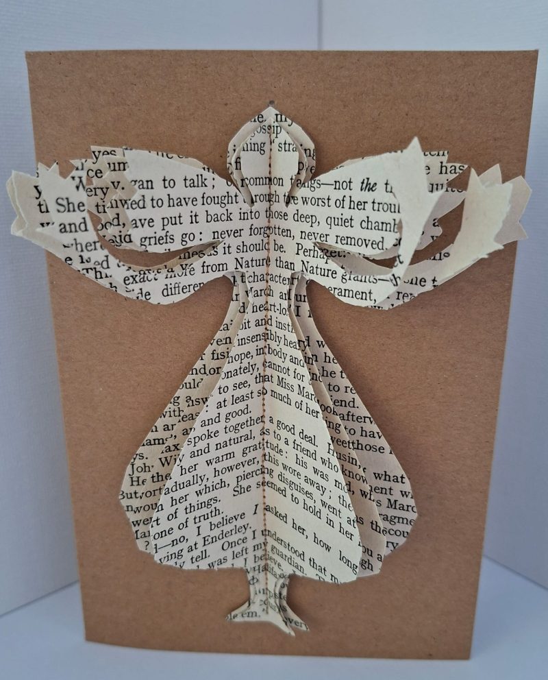 Handmade Christmas Card 3d angel made of vintage book pages (Copy)