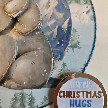 Blue & silver christmas polar bear scene decoupage christmas card 12.5cm x 12.5cm