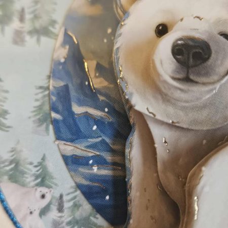 Blue & silver christmas polar bear scene decoupage christmas card 12.5cm x 12.5cm