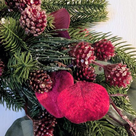 Dark Red Berries And Eucalyptus Faux Winter Foliage Wreath