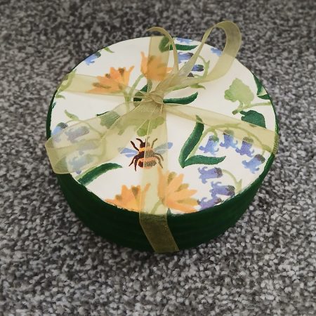 Bluebell and Celandine Poppy decoupaged wooden coasters set of 4