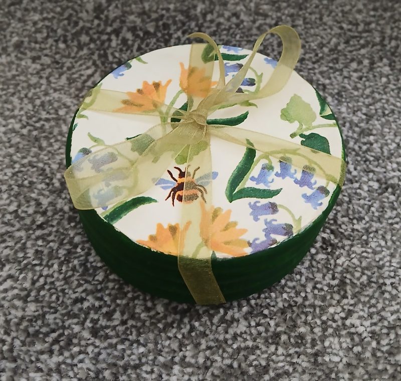 Bluebell and Celandine Poppy decoupaged wooden coasters set of 4