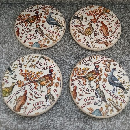 Game Birds decoupaged wooden coasters set of 4