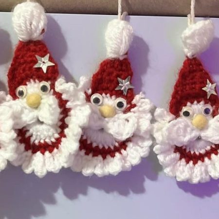 Handmade Crochet Santa Decorations | Set of 5